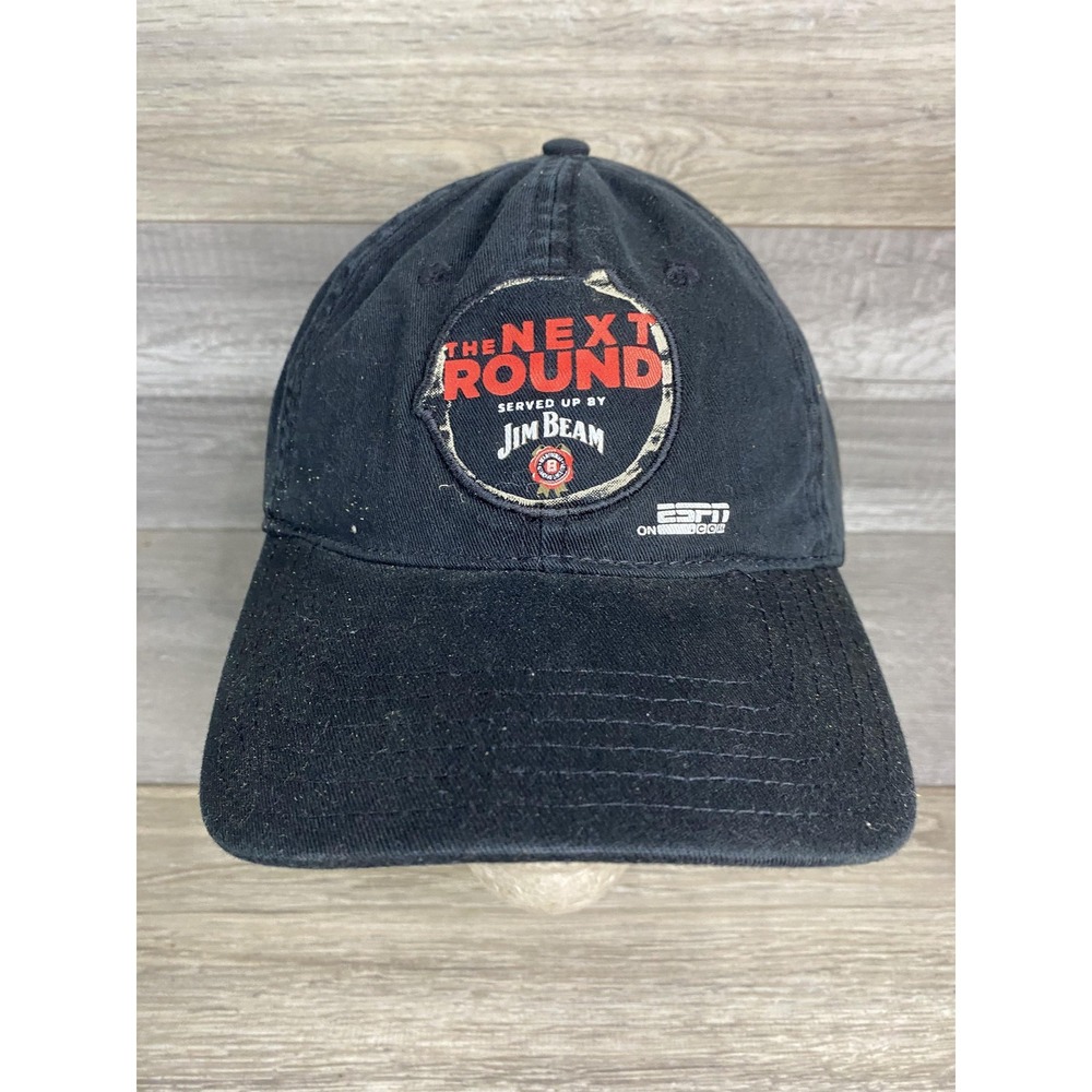Jim Beam Next Round Hat Cap Strap Back One Size Black ESPN Golf Mens Stylemaster